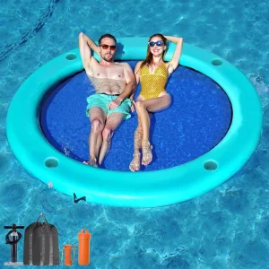 Comfortable PVC 3m 10ft Dia Inflatable Water Lounge Floating Round Water Hammock for Pools Lazy Summer Relaxation