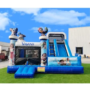 Castello Gonfiabile Combo di Grado Commerciale in PVC, Castello Gonfiabile Blu con Scivolo