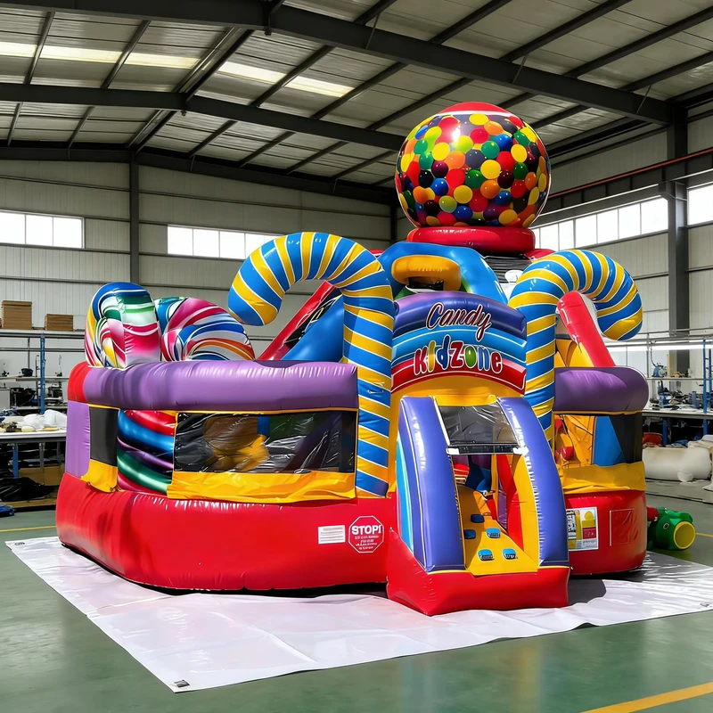 Rumah Loncat Inflatable Tema Karnaval PVC Tahan Air 0,55mm untuk Sewa Pesta Anak dengan Seluncuran