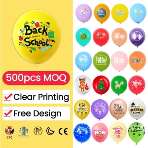 Commercial 12 Inch CE Certified Helium Promotional Inflatable Latex Printed Personalized Custom Advertising Balloons with Logo