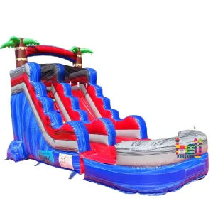 Tobogán Inflable Seco de Color Mármol de 14 pies con Piscina para Niños y Adultos Diseño de Castillo Atractivo
