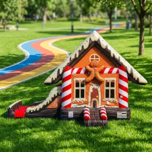 Commercial 18 OZ PVC Christmas Theme Bounce House Combo Inflatable Bouncing Castle Double Lane Slide CE Certified