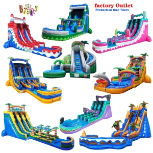 Commercial 18 OZ PVC Outdoor Adult Giant Inflatable Water Slide With Detachable Swimming Pool and Blower for Backyard Kids Party