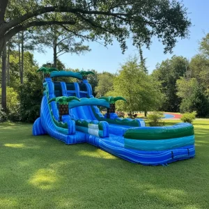 Commercial 20ft Palm Tree Double Lane Inflatable Water Slide for Party Inflatable Bounce House Slide Combo for Sale