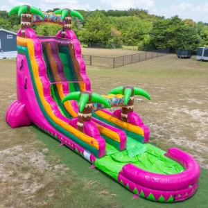 商業用大人向け屋外ピンク大型インフレータブルウォータースライド プールパーク 子供と大人用