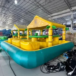 Barra de piscina inflable comercial hermética de PVC para exteriores con asientos flotantes para eventos en el jardín