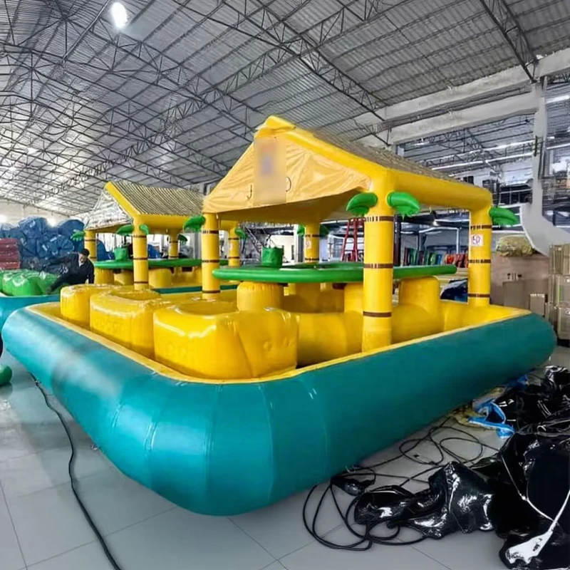 Piscina gonfiabile commerciale ermetica per parco acquatico all'aperto in PVC con sedili galleggianti per eventi e feste