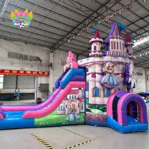 Commercial Amusement Park Inflatables Princess Theme Bouncy Castles with Slides and Trampolines