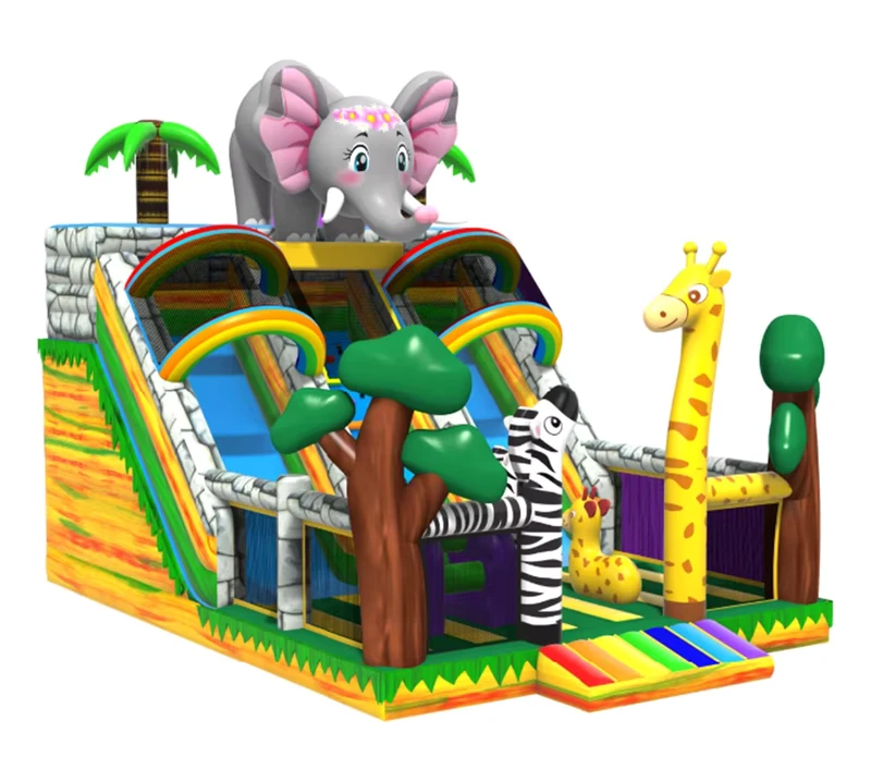 Kommerzielles Tier Inflatable Hüpfburg Doppelter Trockenslide Sprungburg