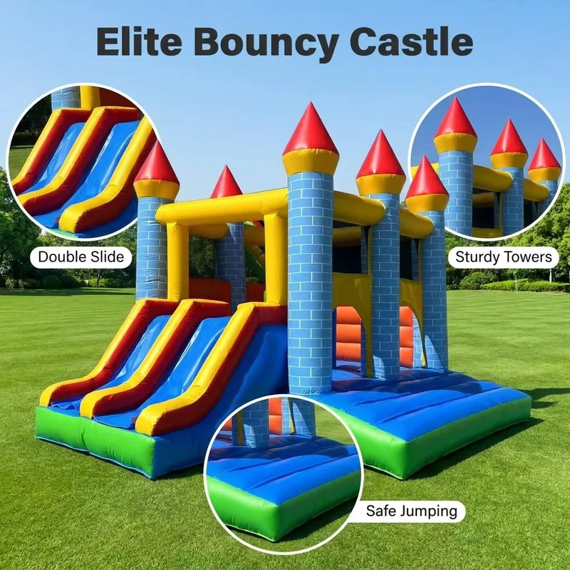 Commercial BC-11010 Inflatable Bouncy Castle Double Slide PVC Bounce House Combo Jumping Castle Kids Indoor Party