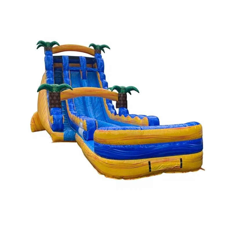 Commercial Backyard Palm Tree Jumping Bouncer Marble Tropical Waterslide Combo Bounce House Inflatable Water Educational PVC