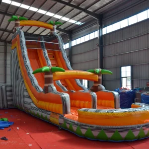 Castello gonfiabile commerciale con scivolo tropicale e piscina