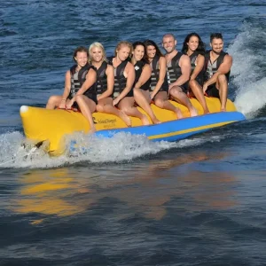 Banana Boat Tube Komersial Diperkuat Inflatable Banana Boat Fly Fish Tube Mainan Air Inflatable Towable Fly