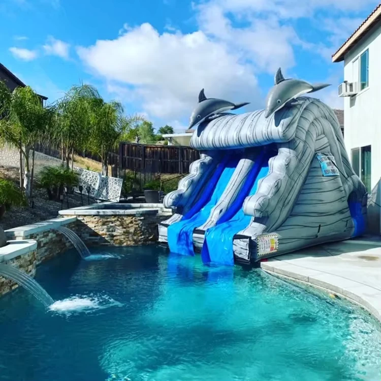 Escorrega de Água Inflável Comercial para Crianças, Escorrega Inflável para Piscinas Inground