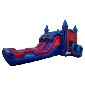 Combo Gonflable Bleu Sec Bouncer Toboggan Maison Gonflable pour Enfants Location d'Entreprise CE