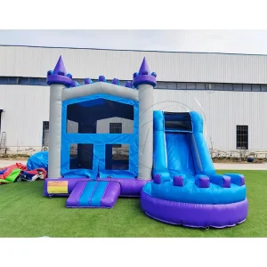 Commercial Blue Purple Inflatable Bounce House with Slide Custom Jumping Castle Bouncer with Water Pool for Indoor Outdoor Use
