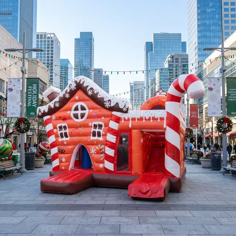 Castillo inflable comercial para niños, combo de casa de rebote, castillo inflable navideño para venta o alquiler, tema navideño