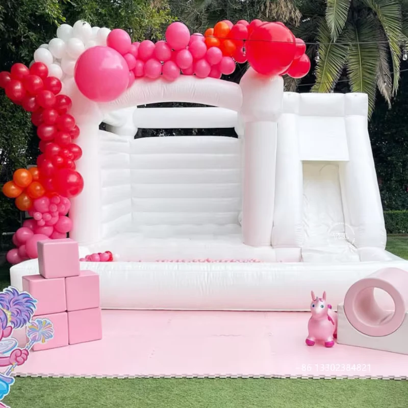 Commercial Bounce House Inflatable with Ball Pit Pool White Inflatable Bounce House for Kids and Adults