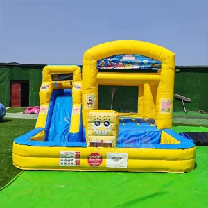 Commercial Bouncy Cartoon Inflatable Jumping Castle with Water Slide and Pool Bounce House Inflatable Bouncer Combo for Kids