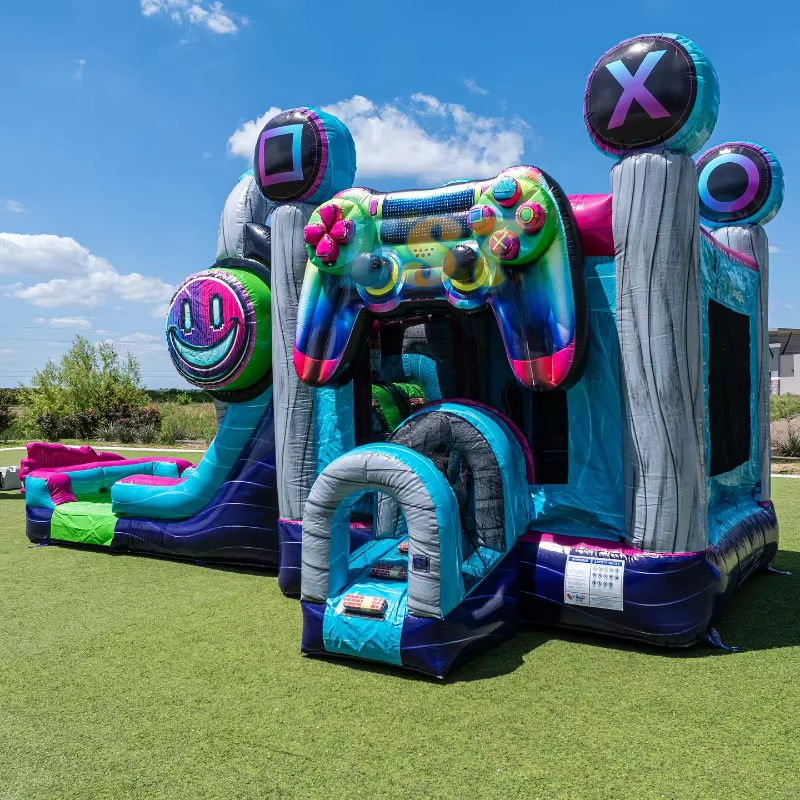 Controlador de Juego de Castillo Inflable Comercial - Combinación de Casa de Salto y Tobogán Hupfburg para Fiestas de Niños