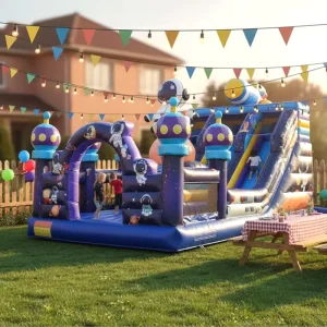 Castillo Hinchable Comercial, Parque Infantil Exterior, Castillo de Brinco con Doble Tobogán para Niños