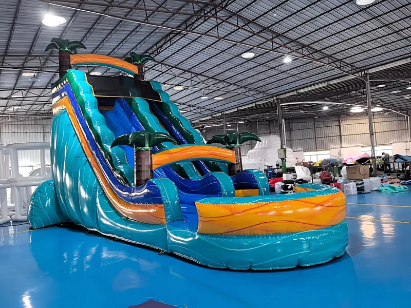 Lâu đài bouncy thương mại, cầu trượt bơm hơi, nhà nhảy chủ đề cây dừa, cầu trượt bơm hơi cho trẻ em