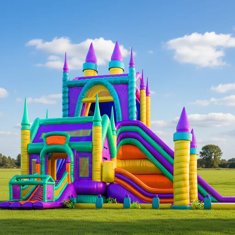 Castello gonfiabile in PVC certificato CE commerciale, materiale da 0,55 mm, casa gonfiabile divertente per capacità oltre 10 persone