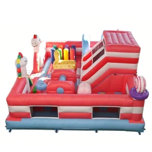 Commercial Candy Theme Inflatable Combo with Slide 0.55mm PVC Play Center for Rentals