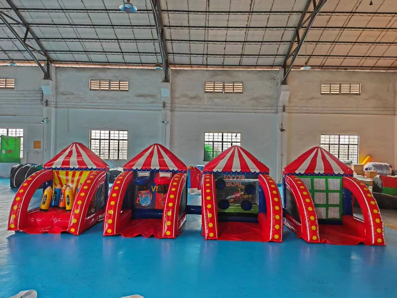 Jeux de sport gonflables de carnaval commercial, jeux de lancer pour enfants, jeux interactifs 4 en 1 gonflables