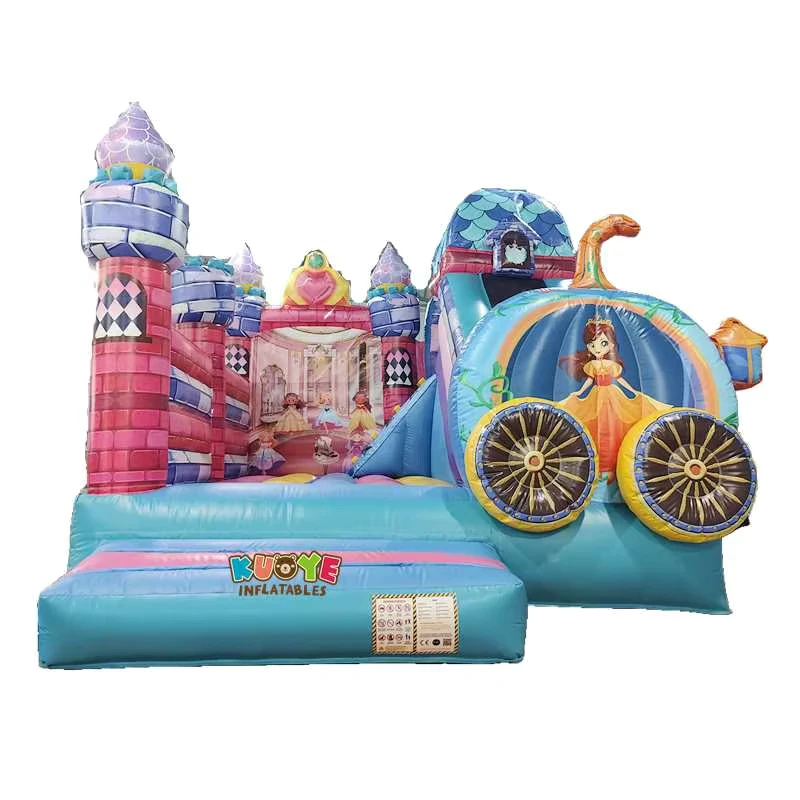 Kommerzieller Charakter Prinzessin Hüpfburg Rutschen-Kombi Kürbiswagen-Design aufblasbare Hüpfburg-Kombi für Kinder
