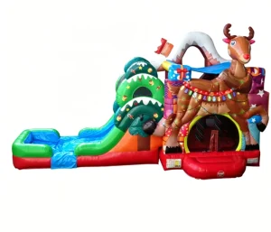 Commercial Christmas Inflatable Bounce House Combo Christmas Reindeer Moonwalk Bouncy Castle with Slide