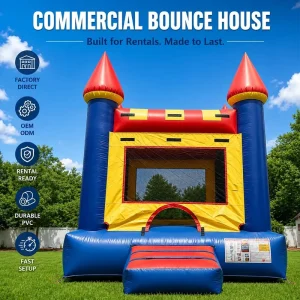 Commercial Classic Inflatable Bounce House Primary Color Bouncy Castle for Outdoor School Field Day Church Rental Use