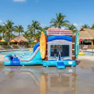 Jumper Inflatable Kombinasi Komersial untuk Anak-anak, Rumah Lompat Inflatable Kombinasi dengan Kolam Renang untuk Pesta