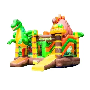 Commercial Custom PVC Party Rentasl Dino Park Bouncy Castle with Slide Large Jumping Bouncing Castle Combo Bounce House for Kids