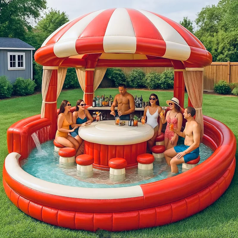 Bar flottant gonflable sur mesure, maison de pub gonflable, canapé gonflable avec sièges pour adultes