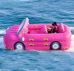 Commercial Customized Heavy Duty PVC Inflatable Water Sport Towable Tube Floating Car Shape Towable for Sea