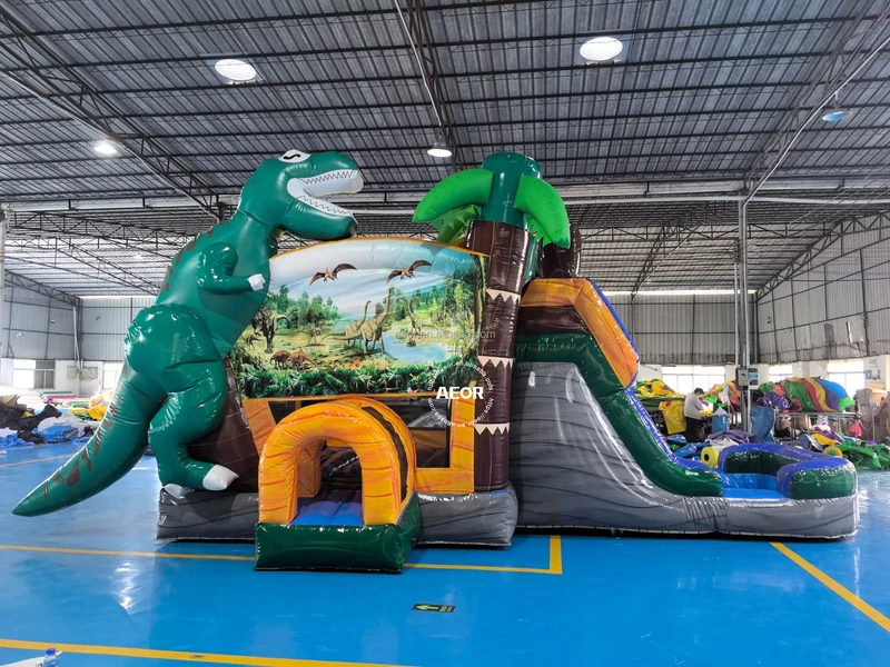 Commercial Dinosaur Inflatable Bounce House with Slide Giant Inflatable Bouncy Castle for Kids Party Rental
