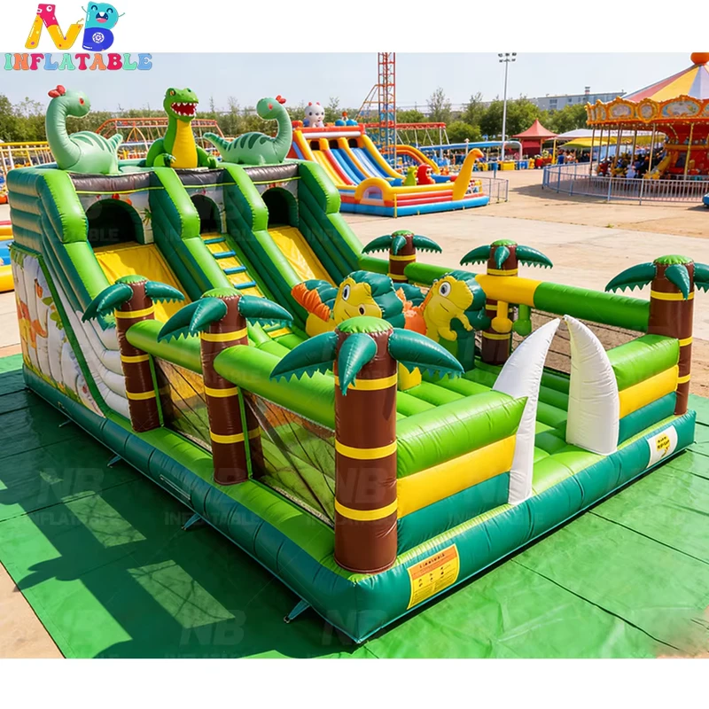 Commercial Dinosaur Inflatable Water Slide Bounce Combo Outdoor Playground Inflatable Castle For Kids Parties Amusement Parks