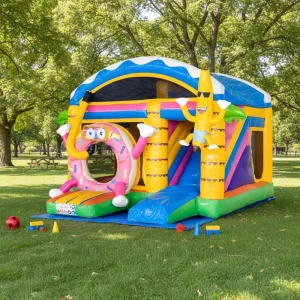 Commercial Donut Themed Inflatable Bounce House Combo With Slide Outdoor Bouncy Castle for Playground Rental