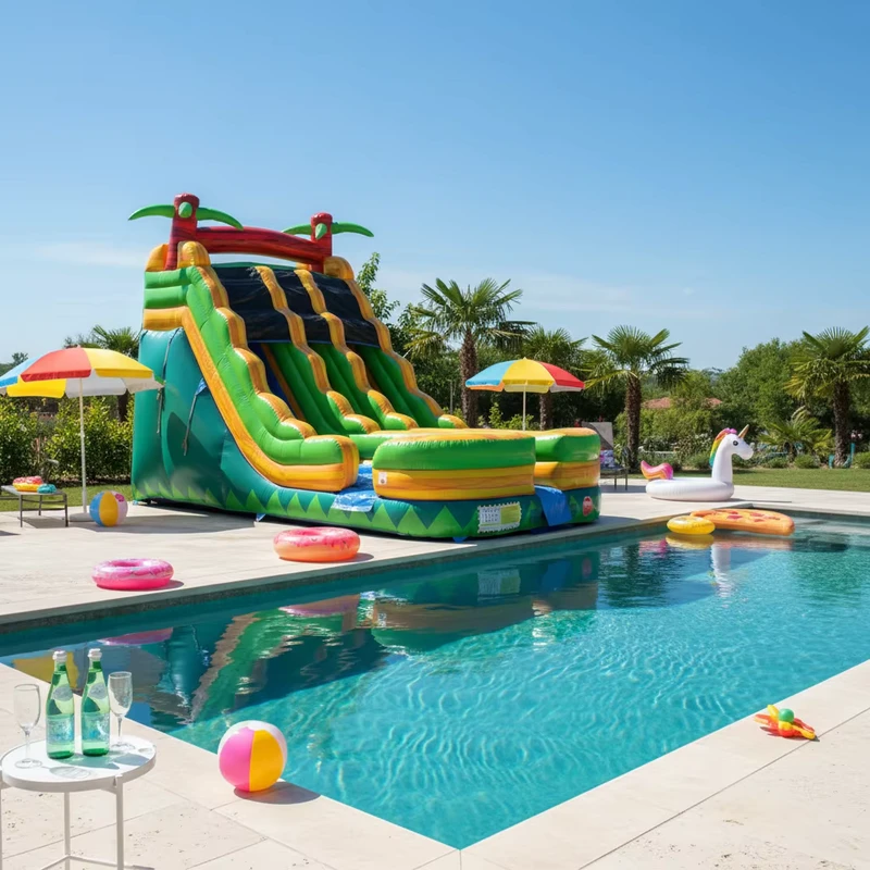 Toboggan aquatique gonflable commercial à double voie pour adultes