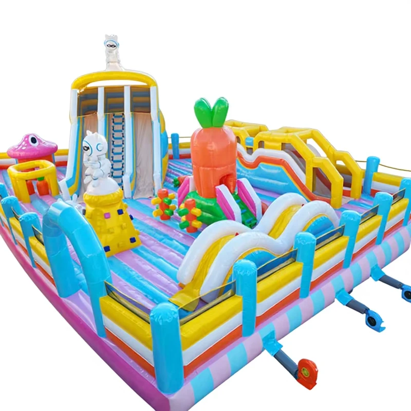 Kommerzieller, umweltfreundlicher, riesiger aufblasbarer Park, langlebiges PVC, großes Freizeitzentrum, Frucht-Thema, individuell für Kinder und Erwachsene