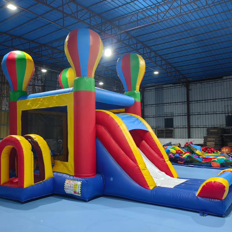 Commercial Eco Friendly Inflatable Bouncer Combo Jumping Castle Hot Air Balloon Rainbow Bounce House Bouncy Castle Slide 12