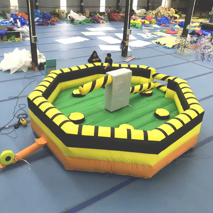 Corso ad ostacoli gonfiabile ecologico commerciale, gioco meccanico Spinning Action Sweeper in PVC, diametro 6m