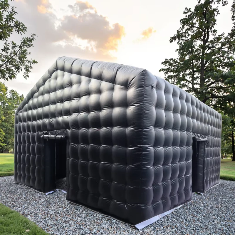 Kommerzielles Event Schwarzes PVC Tragbares Gartenparty Haus Aufblasbares Würfelzelt 6*6*4,5m Umweltfreundlich für Nachtclubs Discos Sport