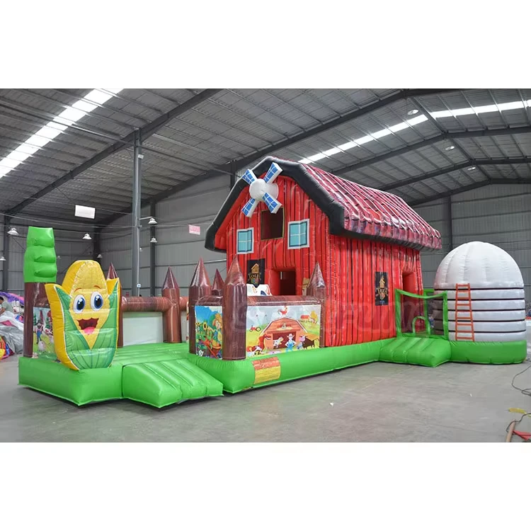 Commercial Farm Inflatable Bouncer Cartoon Cow Farm Bouncy Jumping Castle For Kids Inflatable Bounce House With Slide