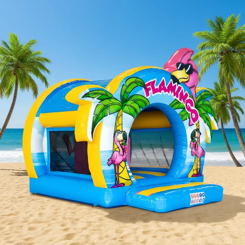 Commercial Flamingo Animal Theme PVC Inflatable Bouncy Castle Combo Kids Bounce House Slide Adventure Park Daycare Outdoor