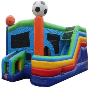 Commercial Football Inflatable Side Slide Combo Bouncer Slide Bounce House Dry Wet Water Slide 100-500KG Capacity