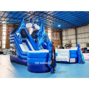 Commercial Frozen Inflatable Play Center for Kids with Double Water Slide for Rental Business