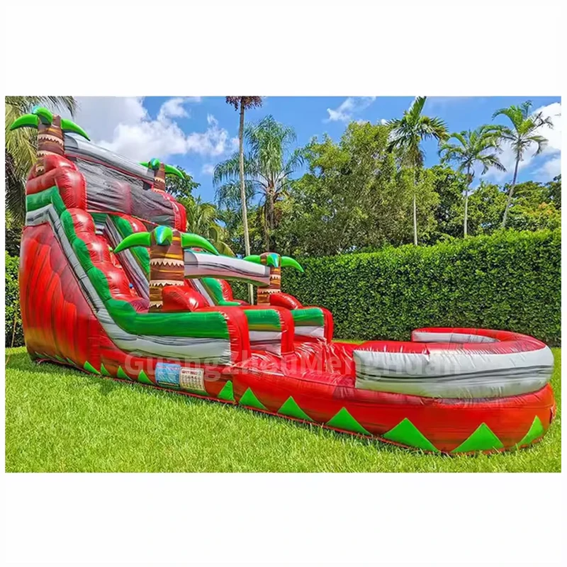 Deslizador de Agua Inflable Comercial Gigante Doble de PVC con Combo de Rebote en Piscina Palma Húmeda Seca para Jardín Exterior