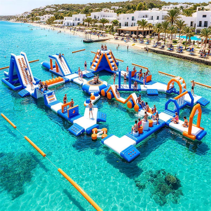 商業用 巨大 浮遊インフレータブル水上パーク 重量級 湖用 インフレータブルアクアパーク 海と湖用